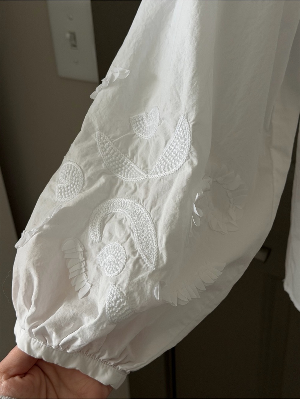LOFT | White Cotton Paisley Embroidered Peasant Blouse - Picture 6 of 9
